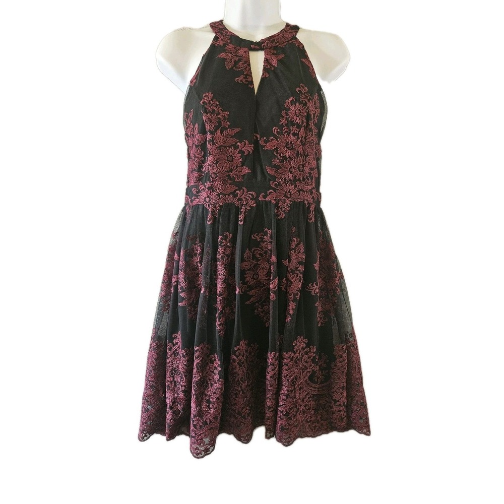 Altar'd State Dress Womens M Burgundy Embroidered WhimsiGoth Y2k Vamp Party HOCO